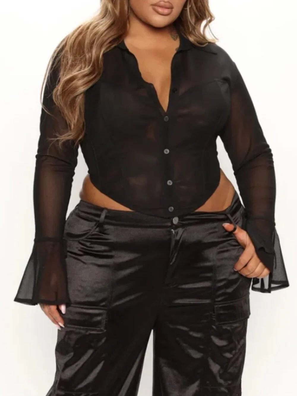 Lover Girl Corset Shirt Bell Tie Sleeves 2X
